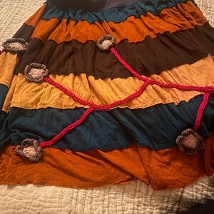 Colorful Bohemian Skirt crochet flowers size medium euc